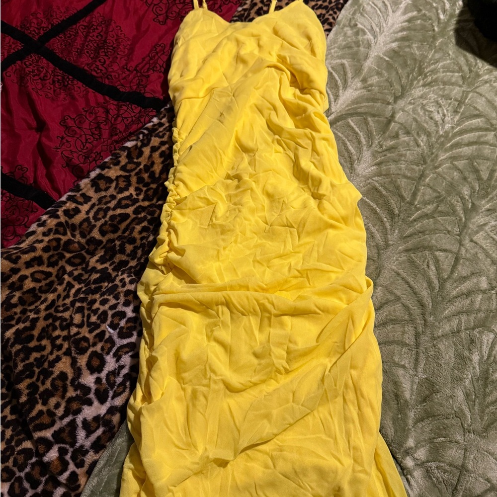 Fashion Nova Yellow Midi Dress